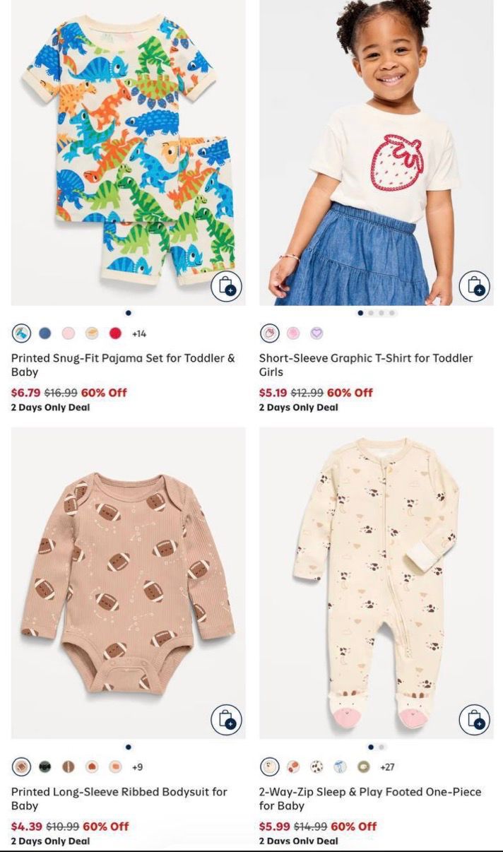 60% off Sale! for Toddler and Baby and 50% off sale on everything else at Old Navy!