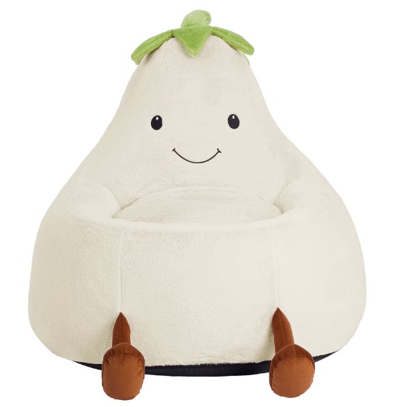 CONCETTA 24in Bean Bag Chair, Soft Faux Rabbit Fur Fabric, Cute Eggplant Lazy Chair for Kids, Living Rooms, Beige