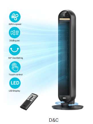 DREO 36″ Tower Fan, 20dB Ultra Quiet Fans for Home, 8 Speeds & 4 Modes, 28ft/s Powerful Airflow, 90° Oscillating Standing Fan with Remote, 8H Timer, 2026 New Upgraded