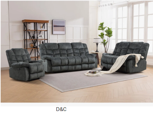 3-Piece Modern and Overstuffed Soft Manual Reclining Living Room Set