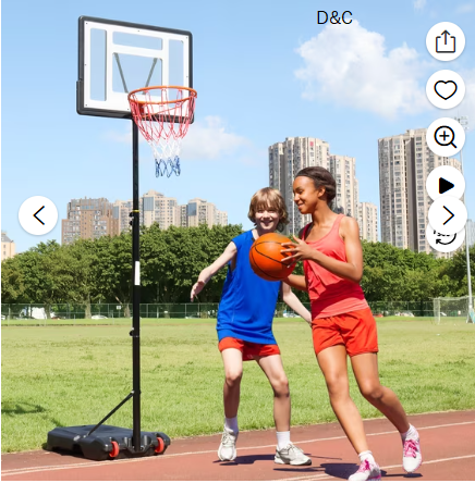Ktaxon 33 In. Portable Basketball Hoop Stand, 6.5-8 ft Adjustable Basketball Goal System, with PVC Backboard Indoor/Outdoor