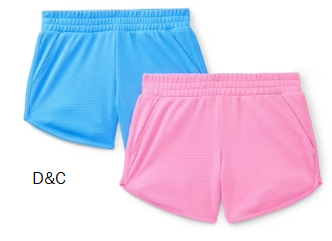 Athletic Works Girls Active Core Shorts, 2-Pack, Sizes 4-18 Plus