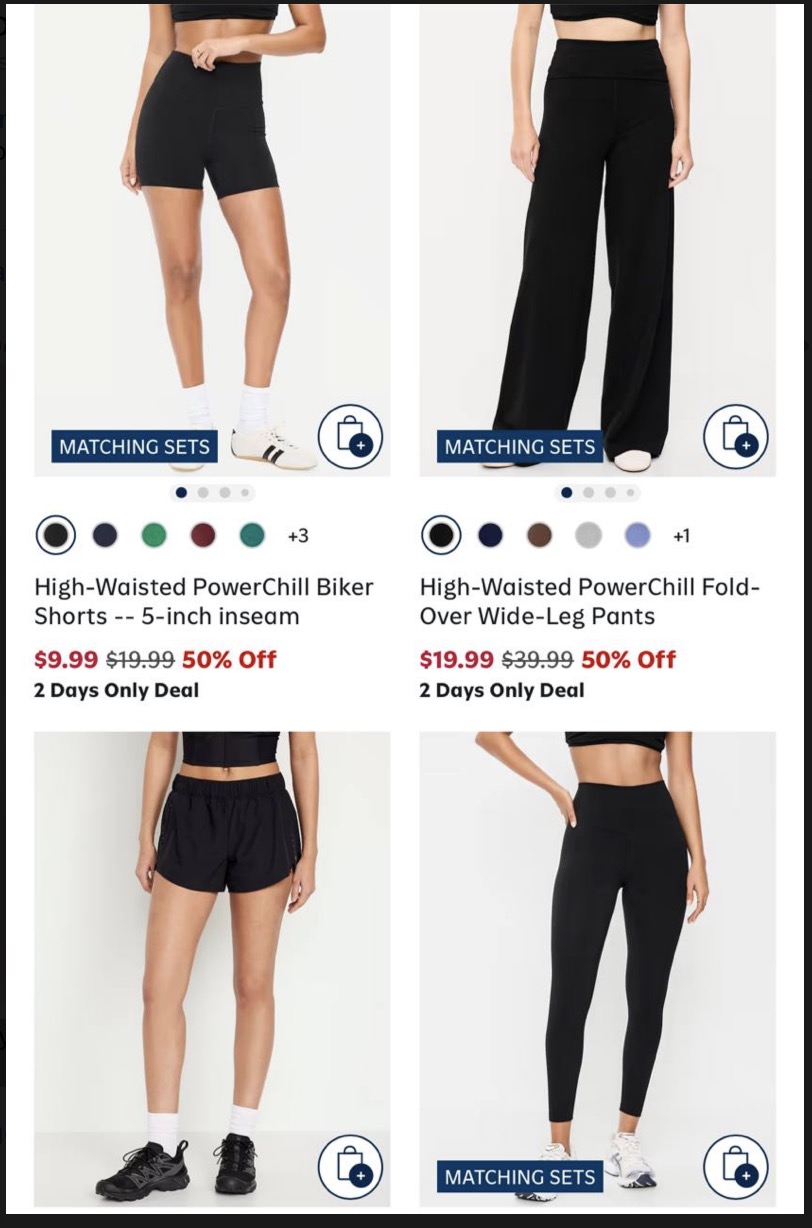 Old Navy – 50% off Activewear for the Family