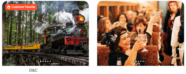 Train RidesEmbark on a journey back in time with a scenic train ride experience, a charming gift for those who love to explore and enjoy the romance of rail travel.
