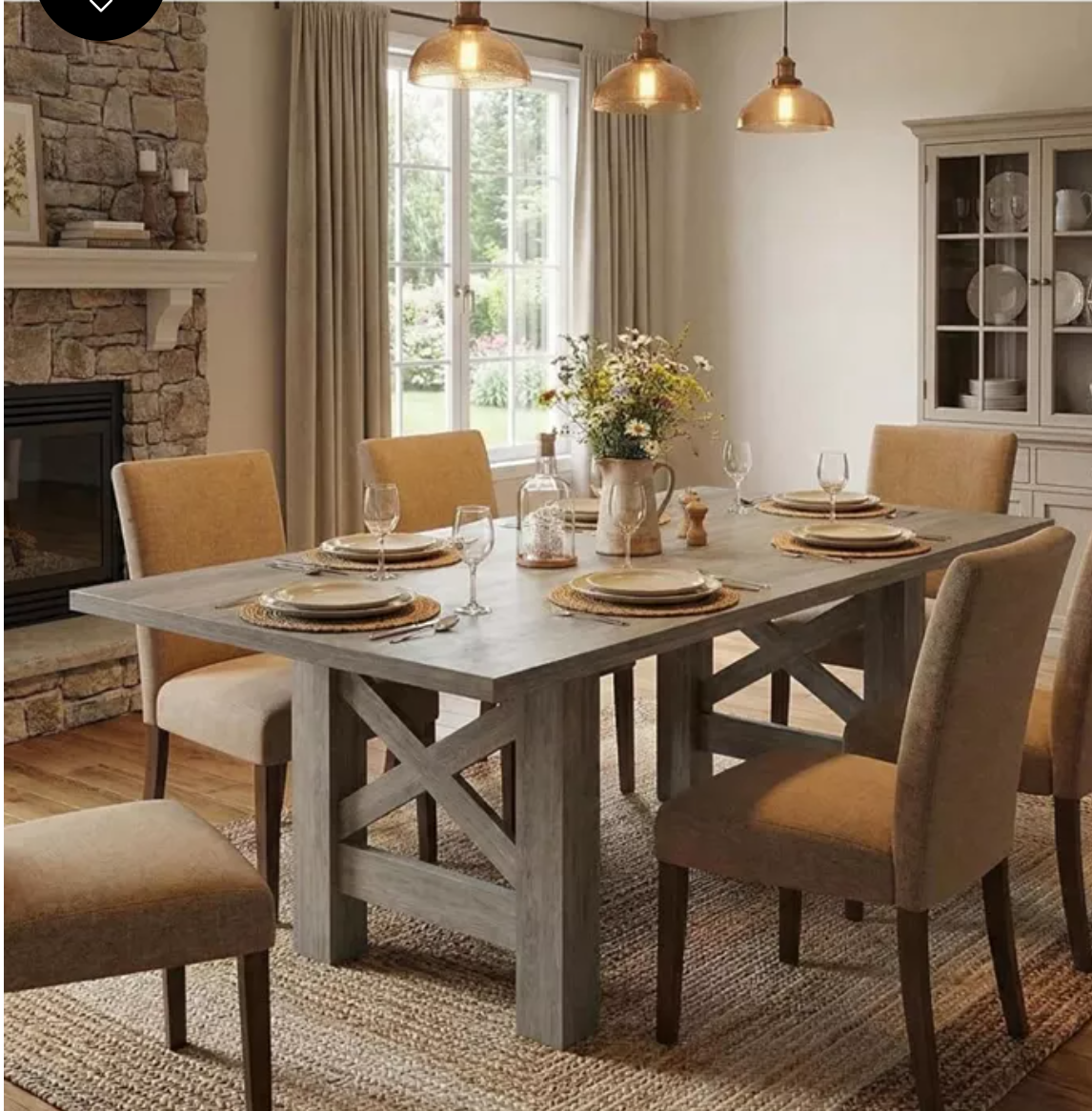 Wood Farmhouse Dining Table for 6-8