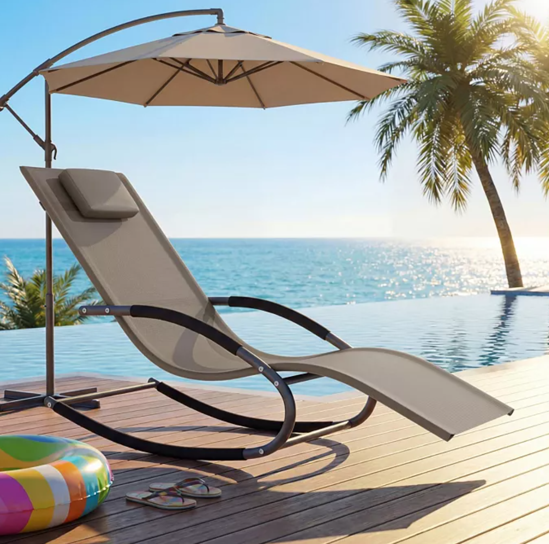Outdoor Rocking Chair with Iron Frame