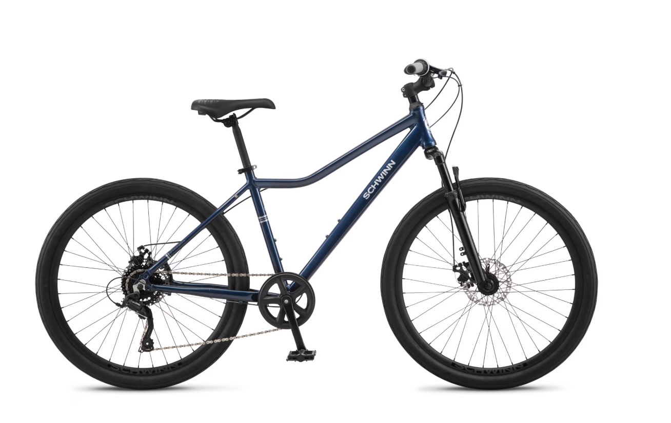 Schwinn Junction Hybrid Bike, 27.5-in. Wheels, 7 Speed Adult Bicycle, Navy