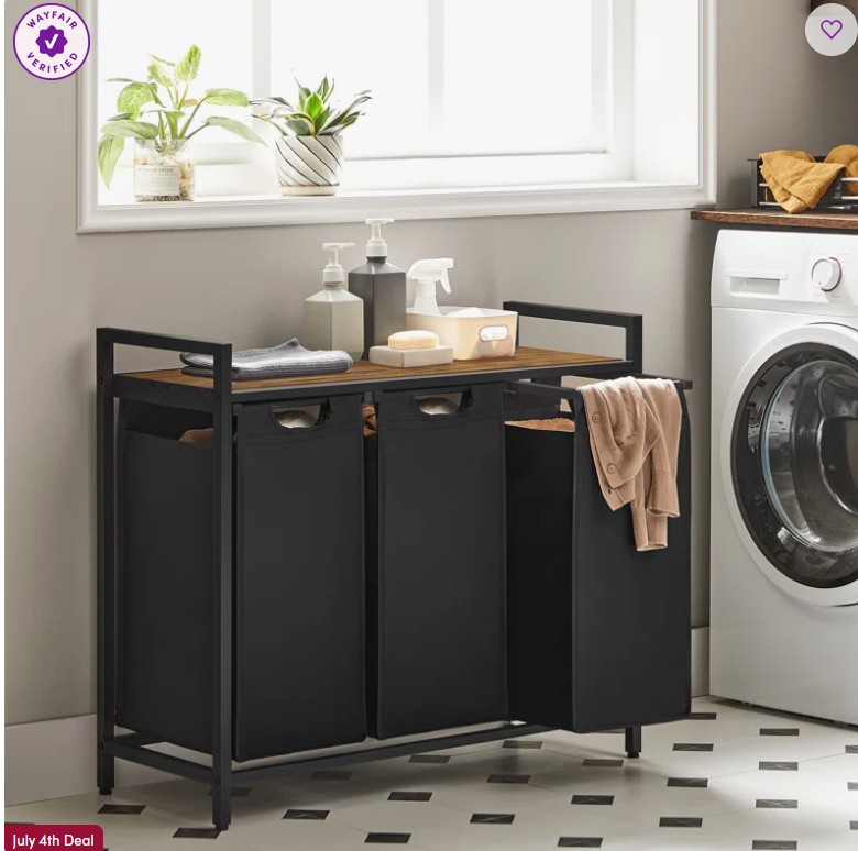 Laundry Hamper with 3 Pull-Out and Removable Bags