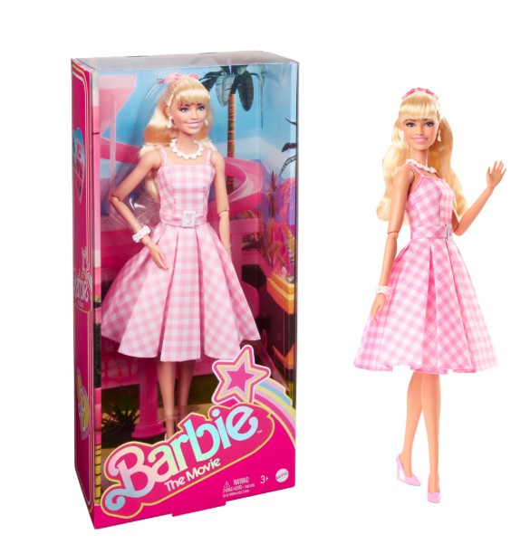 Barbie The Movie Collectible Doll, Margot Robbie as Barbie in Pink Gingham Dress, Toy for 3 Years and Up