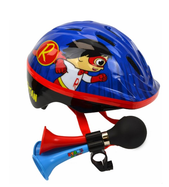 Ryan’s World Red Titan Kids Bicycle Helmet with Triple Horn, Ages 5+