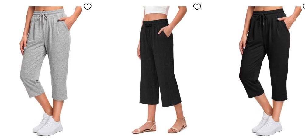 Fantaslook Women Capri Pants High Waisted Drawstring Summer Yoga Pants Workout Cropped Joggers Lounge Pants with Pockets
