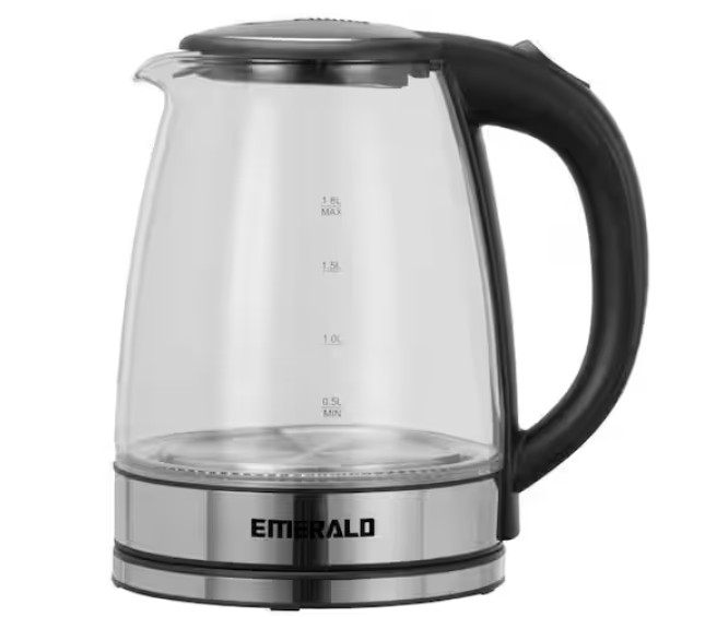 7.6-Cup Black Glass Cordless Electric Kettle