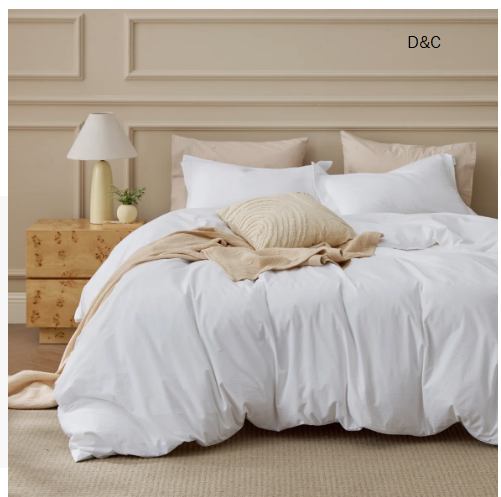 Bedsure 100% Washed Cotton Duvet Cover Queen Set – Minimalist Cotton Beding Set For All Season（set of 3）