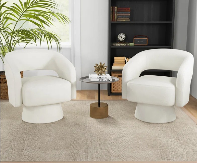 27.8″ W Swivel Upholstered Barrel Chair (Set of 2) (Set of 2)