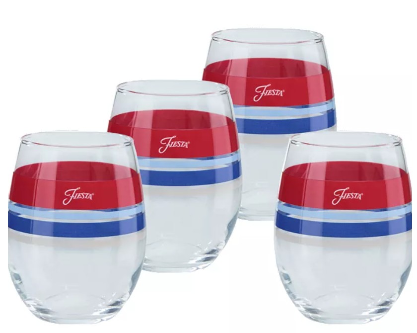 Americana Stemless Wine Glasses, Set of 4