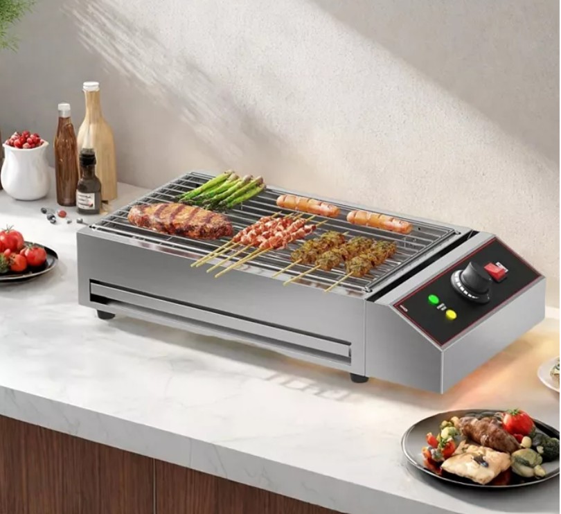 1800W Smokeless Electric Grill, Indoor Outdoor Portable Griddle, Adjustable Temp BBQ Grill for Home Camping