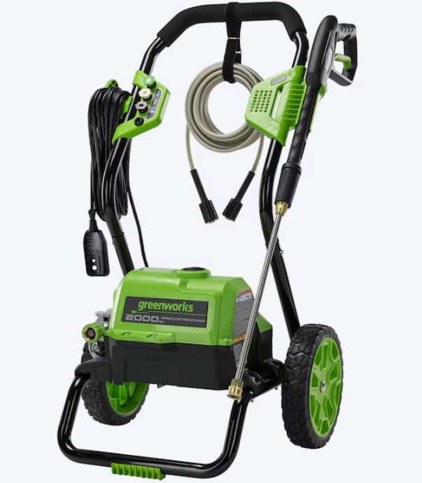 Greenworks 2000-PSI 1.1-GPM Cold Water Electric Pressure washer with 3 Spray Tips