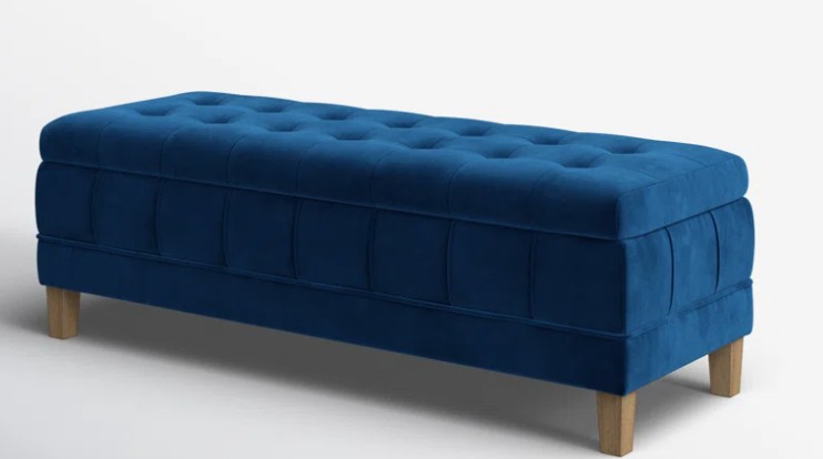 52″ Wide Velvet Tufted Rectangle Storage Ottoman