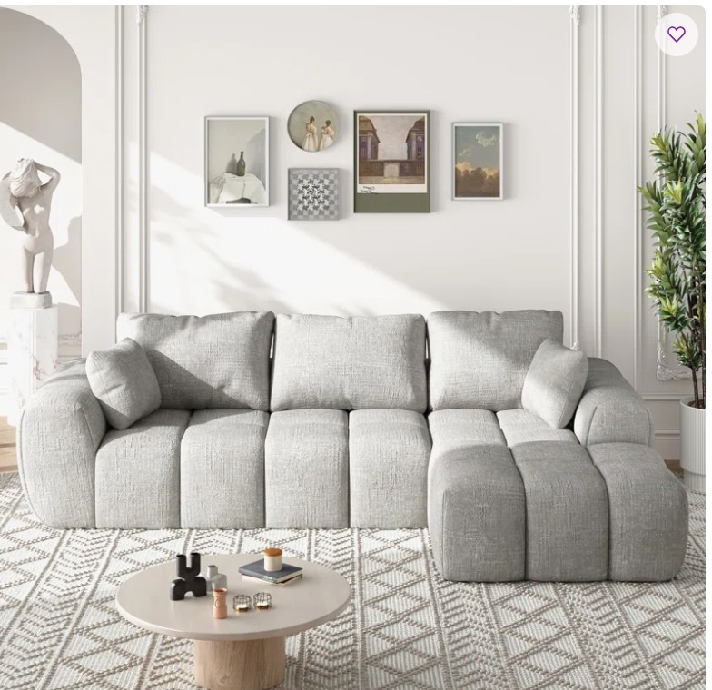 Boneless 101″ 2-Piece Compression Boneless L-Shaped Cloud Modular Sectional Sofa, No Assembly Required