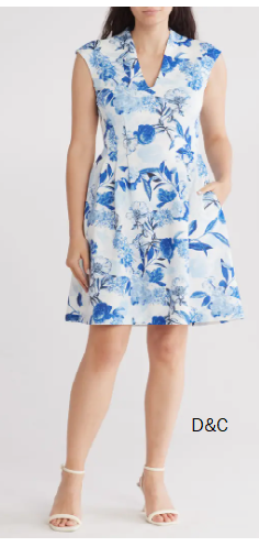 Floral Scuba Knit Fit & Flare Dress