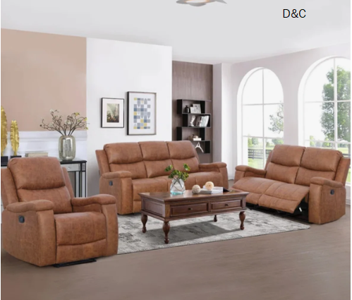 Emony 3-Piece Manual Reclining Faux Leather Living Room Set with Built-in Cupholder