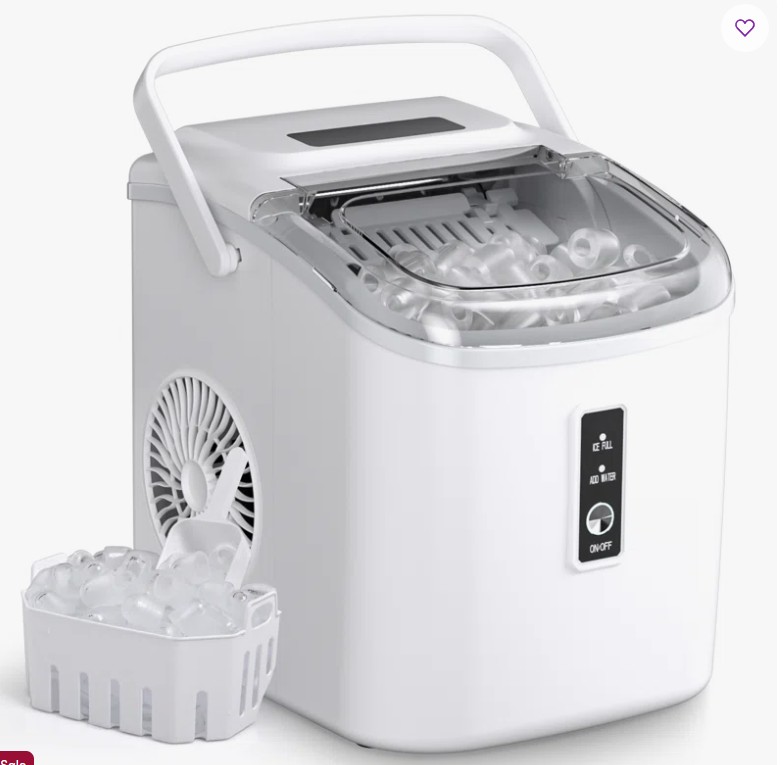Simzlife 26Lbs. Daily Bullet Ice Countertop Ice Maker Ice Machine With Handle,Self-Cleaning Ice Makers, 26Lbs/24H, 9 Ice Cubes Ready In 6 Mins For Home/Kitchen/Bar/RV/Party/Camping IM-18G