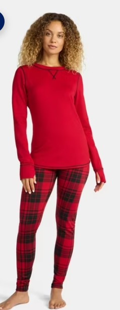 ClimateRight by Cuddl Duds Women’s Brushed Comfort Top and Leggings Thermal Base Layer 2-Piece Set, Sizes XS-XXL