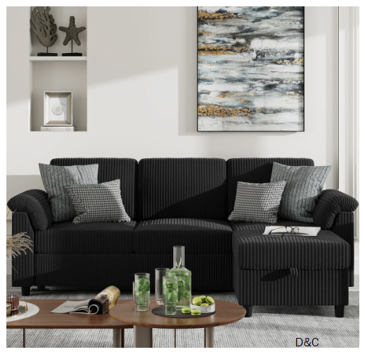 79″ Upholstered L-Shaped Sofa with Ottoman