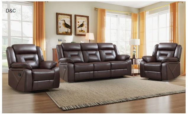 3 – Piece Modern Soft Vegan Leather Manual Reclining Living Room Set