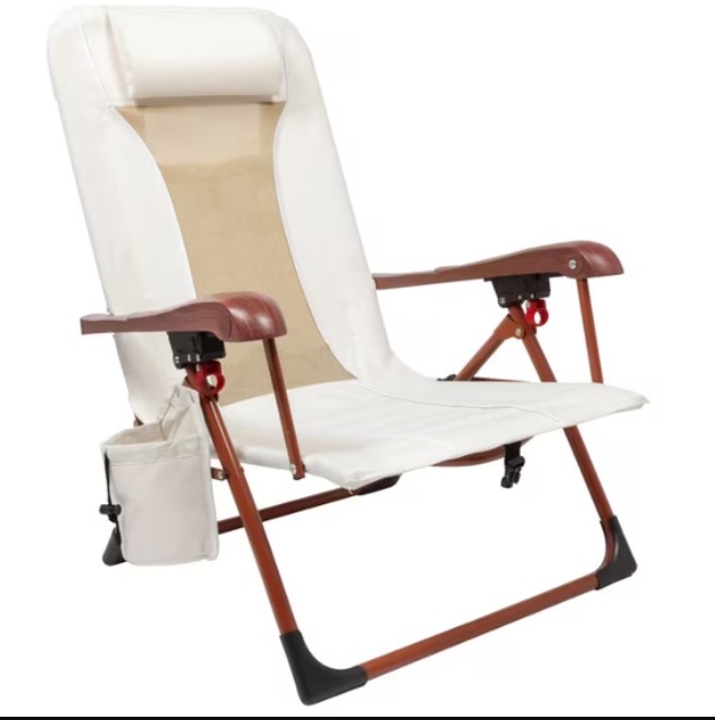 Ozark Trail Low Profile Reclining Glamping Chair, Vanilla Dream
