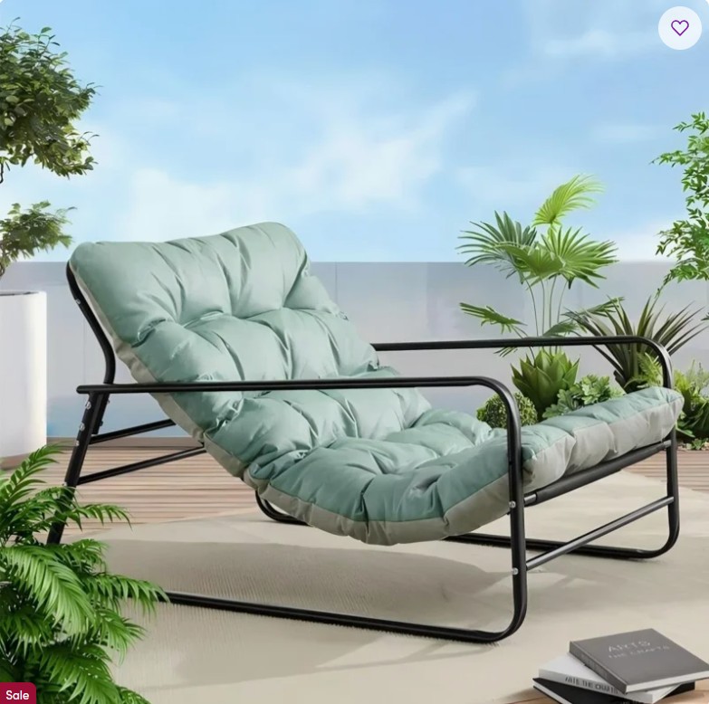 Ebern Designs Patio Outdoor Lounge Chair, Oversized Comfy Sling Recliner Chair, With Support 500lbs Extra Thick Puffy Cushion, Modern Outside Furniture For Backyard, Garden, Porch, Poolside