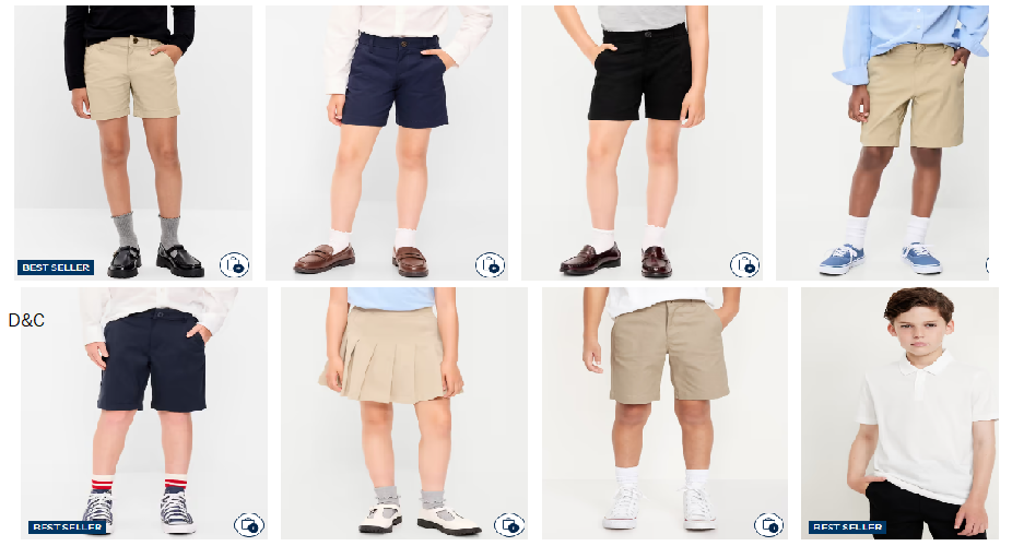 $6 Old Navy Kids Uniform Shorts Price in cart