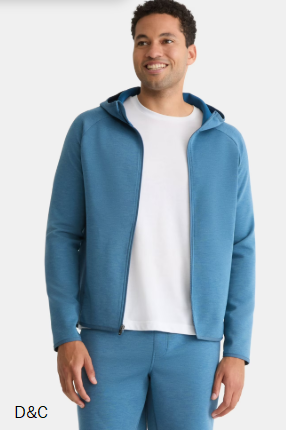 Athletic Works Men’s and Big & Tall Fusion Double Knit Full Zip Hooded Sweatshirt Jacket, Sizes S-5XL