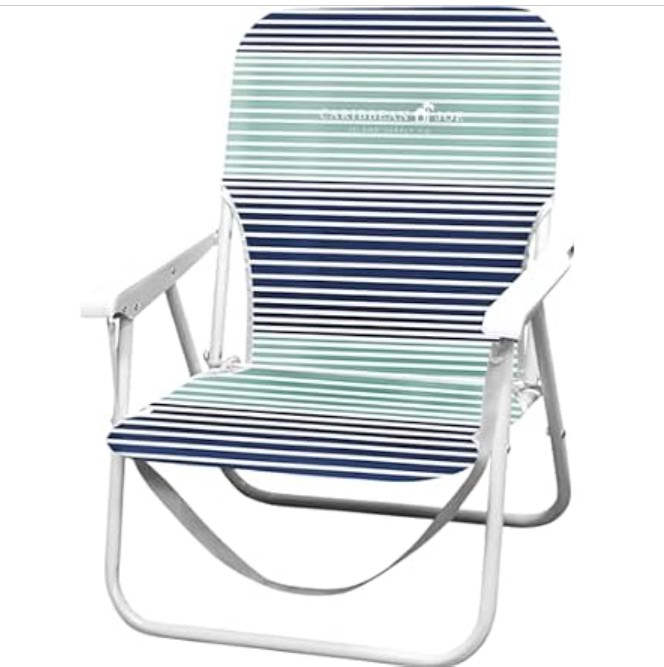 Caribbean Joe Folding Beach Chair, 1 Position Lightweight and Portable Foldable Outdoor Camping Chair with Carry Strap, Horizon Stripe