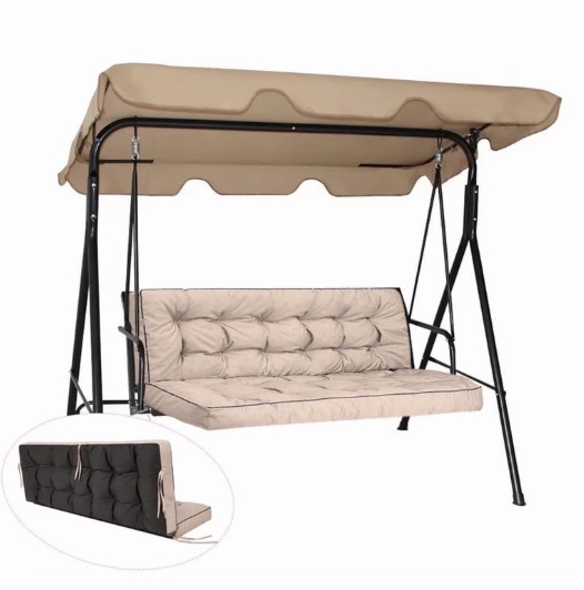 Swing Cushions 3 Seater Replacement, Waterproof Porch Swing Cushions, Thicken 5″ Bench Cushions for Outdoor Furniture With Backrest , Patio Garden Loveseat Sofa Pads