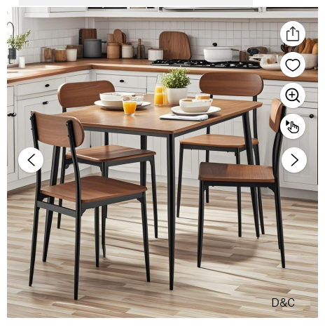 Mainstays 5-Piece Modern Wood & Metal Dining Room Set, Walnut Color for Indoor
