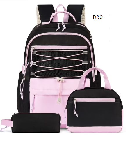 DAKIMOE 3 PCS School Backpacks for College Teens Cute Girlish Middle High School Bookbag Large Capacity Lightweight Waterproof Daypack for Students