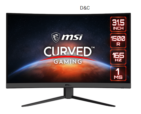 MSI Optix G32C4W 32″ FHD Curved Gaming Monitor, 1500R, 165Hz, 1ms, Wide View, Black | Factory Reconditioned