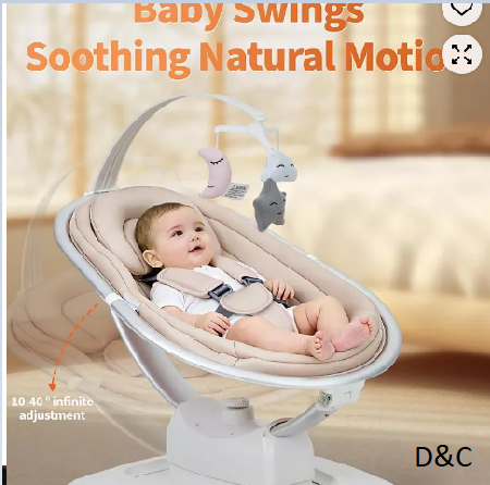 Electric Baby Swing with 5 Motion Modes, 5 Speeds, Remote Control, Seat, 5-Point Harness