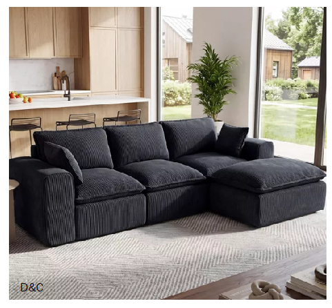 L-Shaped Modular Sectional Sofa – Convertible Couch with Wide Armrests for Living Room, Sleeping, Gaming or Office