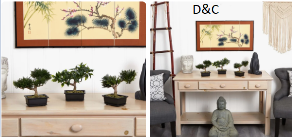 Bonsai 8.5” Faux Bonsai Plant in Planter (Set of 3)