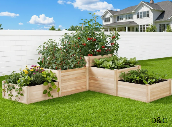 Yadid Raised Garden Bed Outdoor Gardening, 3-Tier Wood Planter Box