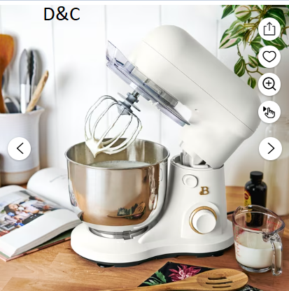 Beautiful 3.5 Qt Stand Mixer, White Icing with Flat Beater, Dough Hook, Balloon Whisk