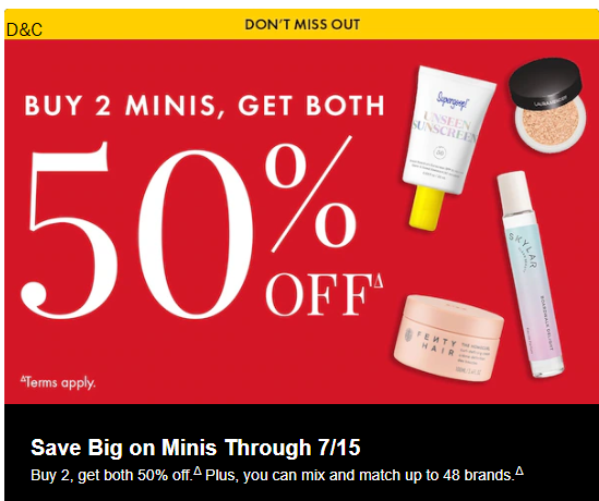 50% off many items at Sephora!!