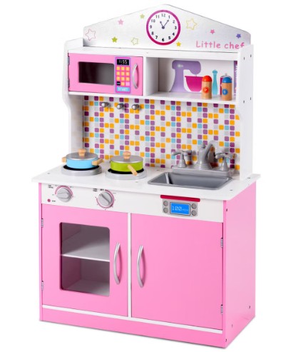 Costway Kids Wooden Pretend Cooking Playset Cookware Play Set Kitchen Toys Toddler Gift