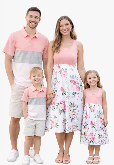 PatPat Women Dresses Sleeveless Floral Sundress Family Matching Outfits Casual Pink Tank Dress Mommy & Me Summer Vacation Party Clothes, Mom L