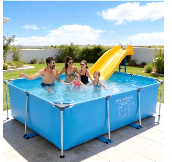Naipo 10ft Swimming Pool Rectangular Frame Above Ground Backyard Swimming Pool Outdoor Quick Draining 118 x79x29.5 Frame Swimming Pool for Adults Just Pool