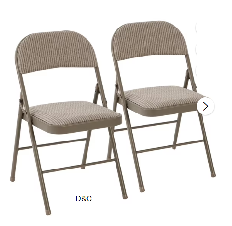 EDX 2 Pack Folding Chairs with Padded Cushion and Back, Fabric Stackable Portable Chairs Set with Durable Steel Frame, for Home, Office, Events, Khaki