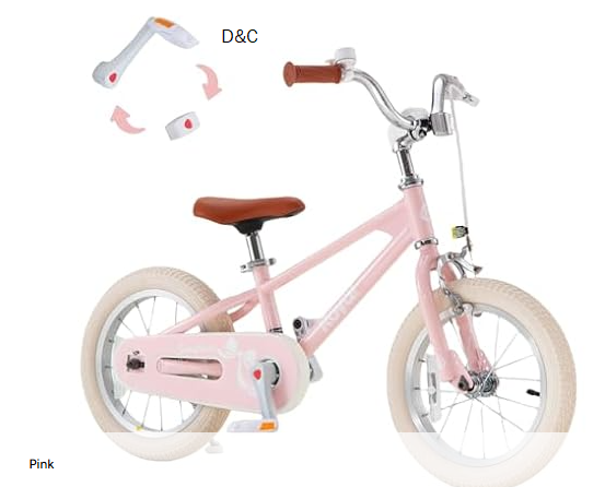 RoyalBaby EZ Kids Bike,14 Inch Convertible Balance to Pedal Bike for Boys & Girls,Beginner Bicycle for Ages 3-5 Years,Pink