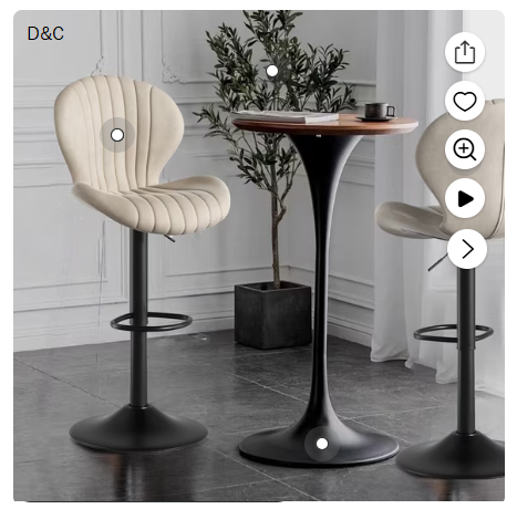 Hawsaiy Bar Stools Set of 2, Modern Swivel Bar Chairs with Mid Back and Adjustable Seat Height,Beige